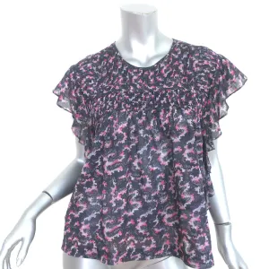 Isabel Marant Etoile Bluse Ilayona Bedruckte Baumwolle Größe 36 Flatterärmeliges Top