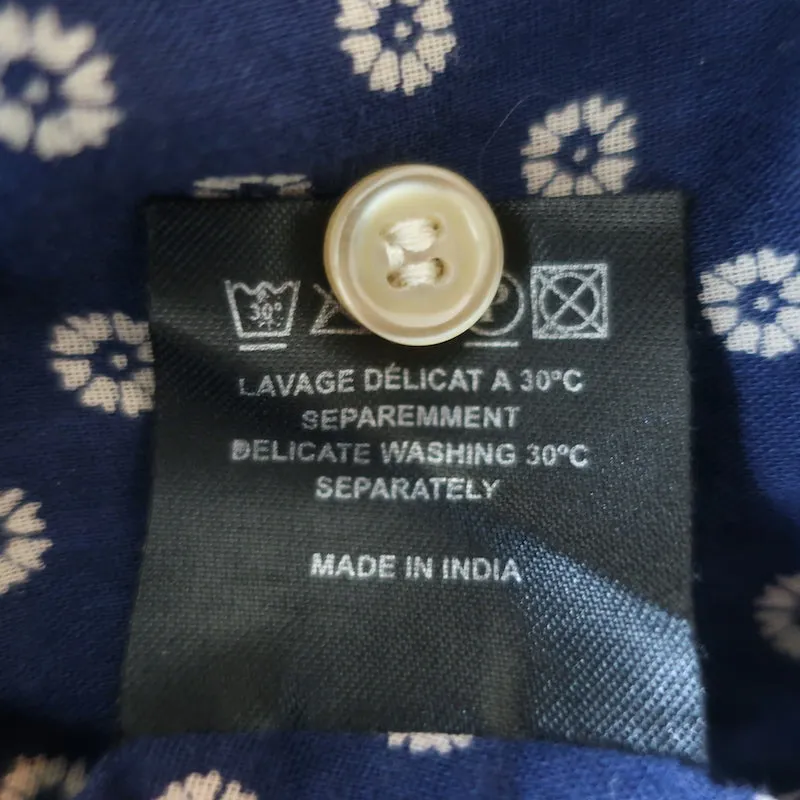 Isabel Marant Etoile Bluse Lainey Marineblau Gedruckte Baumwolle Größe 34 Langarm Top