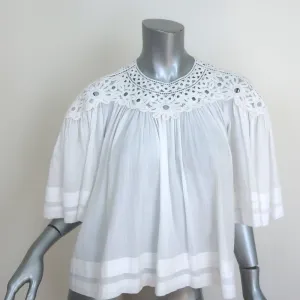 Isabel Marant Etoile Bluse Weiß Baumwolle & Häkelspitze Größe 38 Kurzarmtop