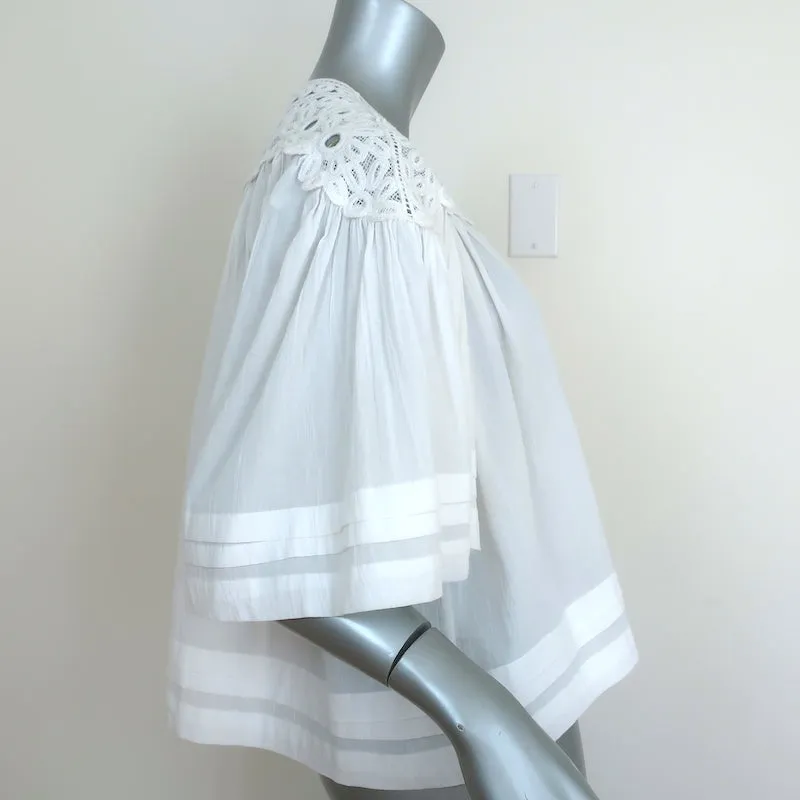 Isabel Marant Etoile Bluse Weiß Baumwolle & Häkelspitze Größe 38 Kurzarmtop