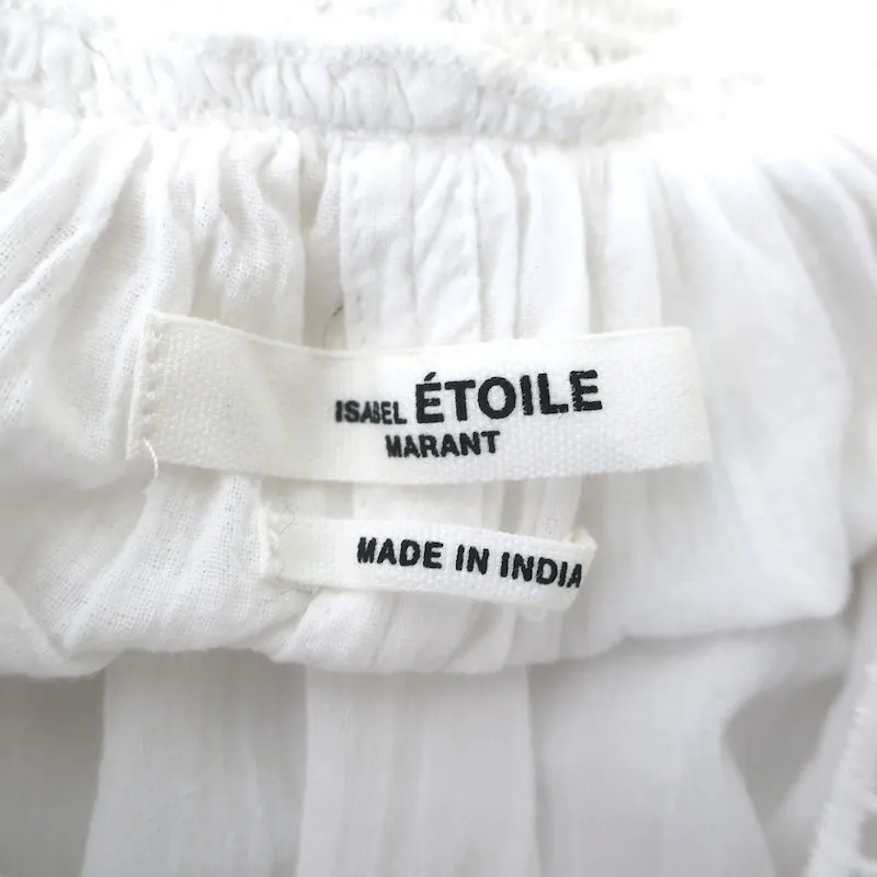 Isabel Marant Etoile Bluse Weiß Baumwolle & Häkelspitze Größe 38 Kurzarmtop
