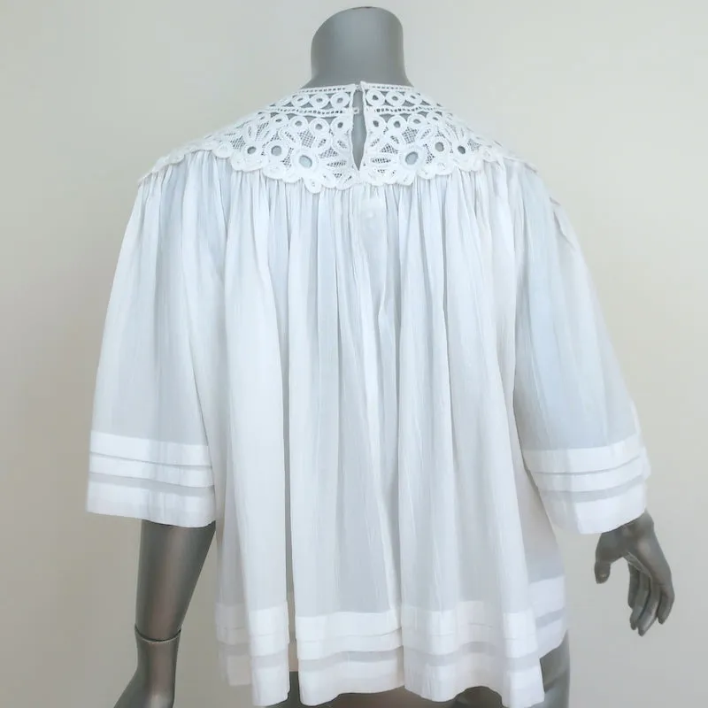 Isabel Marant Etoile Bluse Weiß Baumwolle & Häkelspitze Größe 38 Kurzarmtop