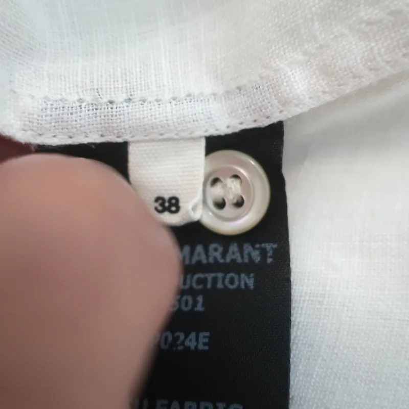 Isabel Marant Etoile Daloa Bluse mit Kragen in Cremefarbenem Leinen Größe 38 Langarmtop