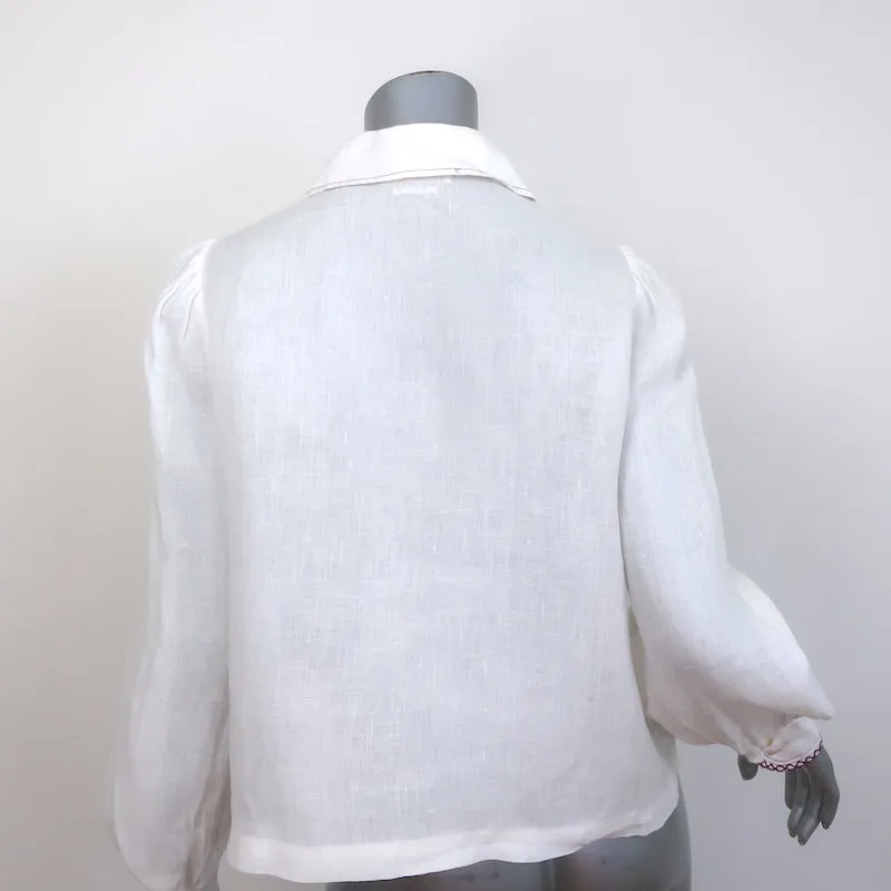 Isabel Marant Etoile Daloa Bluse mit Kragen in Cremefarbenem Leinen Größe 38 Langarmtop