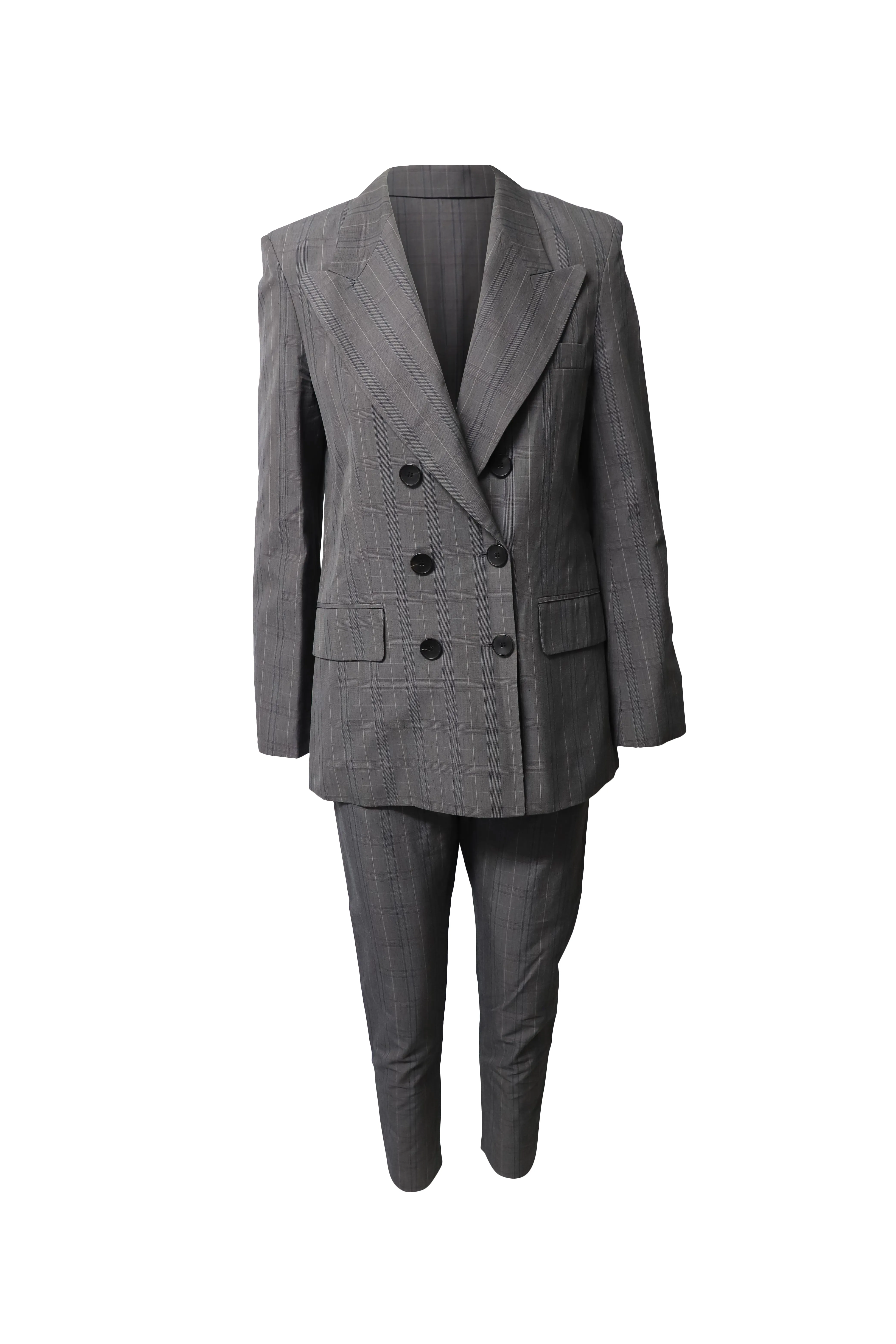 Isabel Marant Etoile Noah Check Slim Hose in Grau Baumwolle