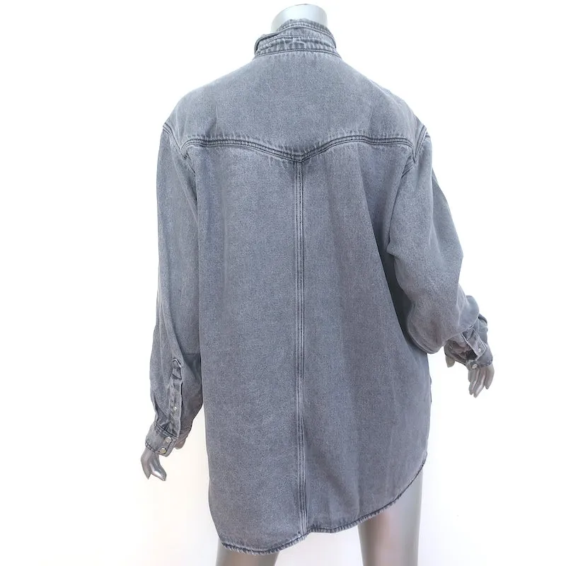Isabel Marant Etoile Tania Übergroßes Hemd Grau Größe 38 Langarm Oberteil