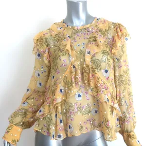 Isabel Marant Muster Rüschenbluse Gelb Blumenprint Größe 40 Top mit offenem Rücken