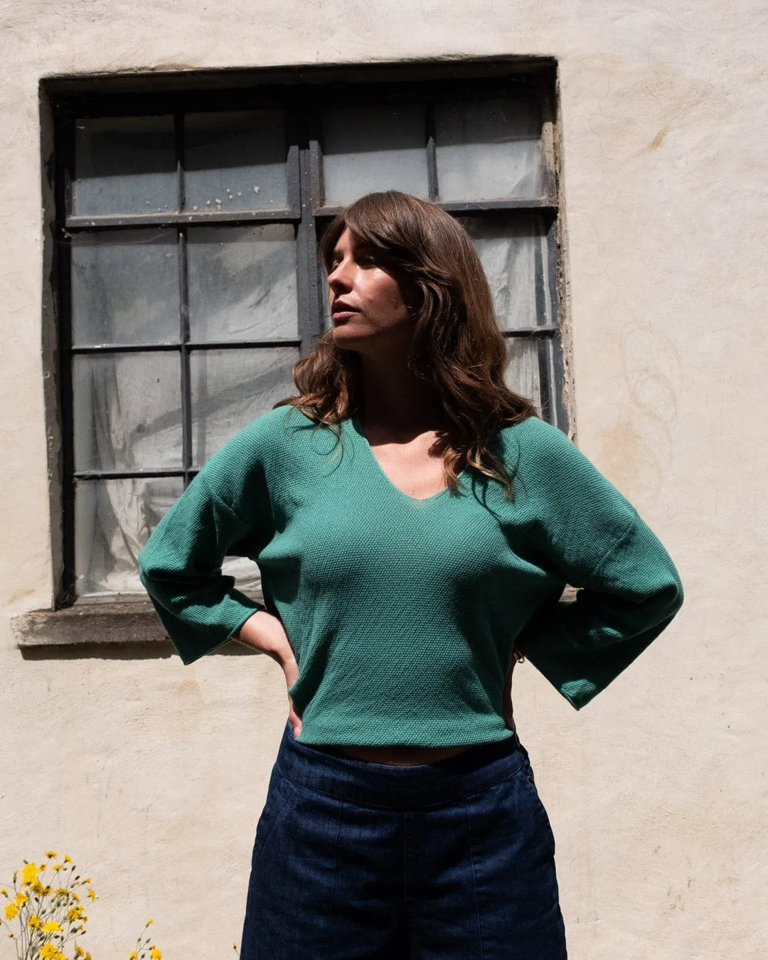 Jody Damen Baumwoll-Lockerer Pullover | Minze