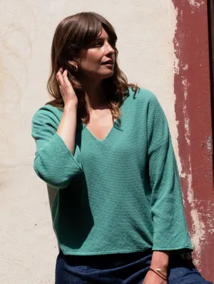 Jody Damen Baumwoll-Lockerer Pullover | Minze