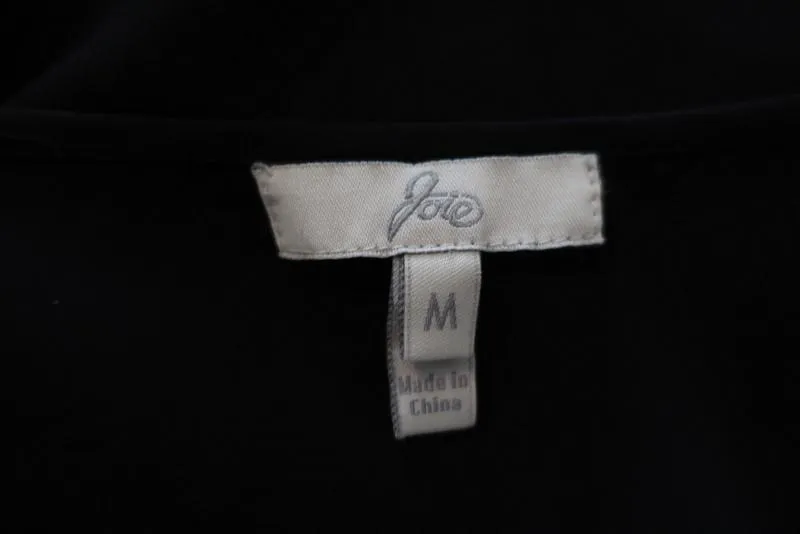 Joie Bluse Versailles Schwarz Spitzenbesatz Seide Größe M Ärmelloses Top