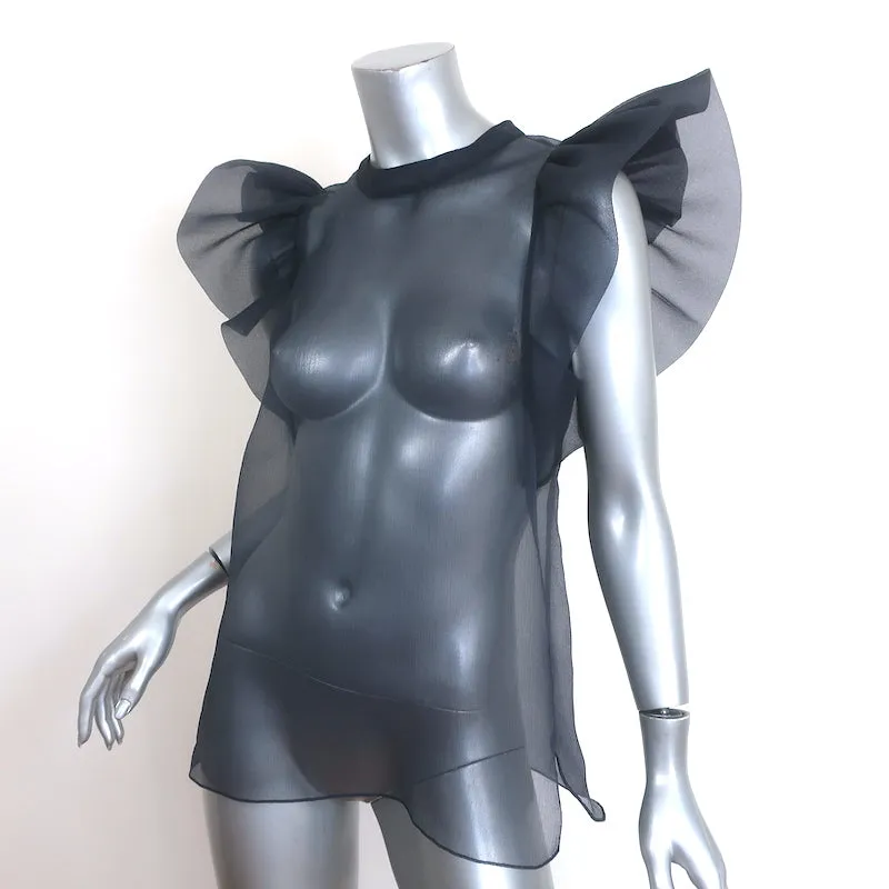 Jonathan Simkhai Corina Rüschen-Organza-Top Marine Größe S