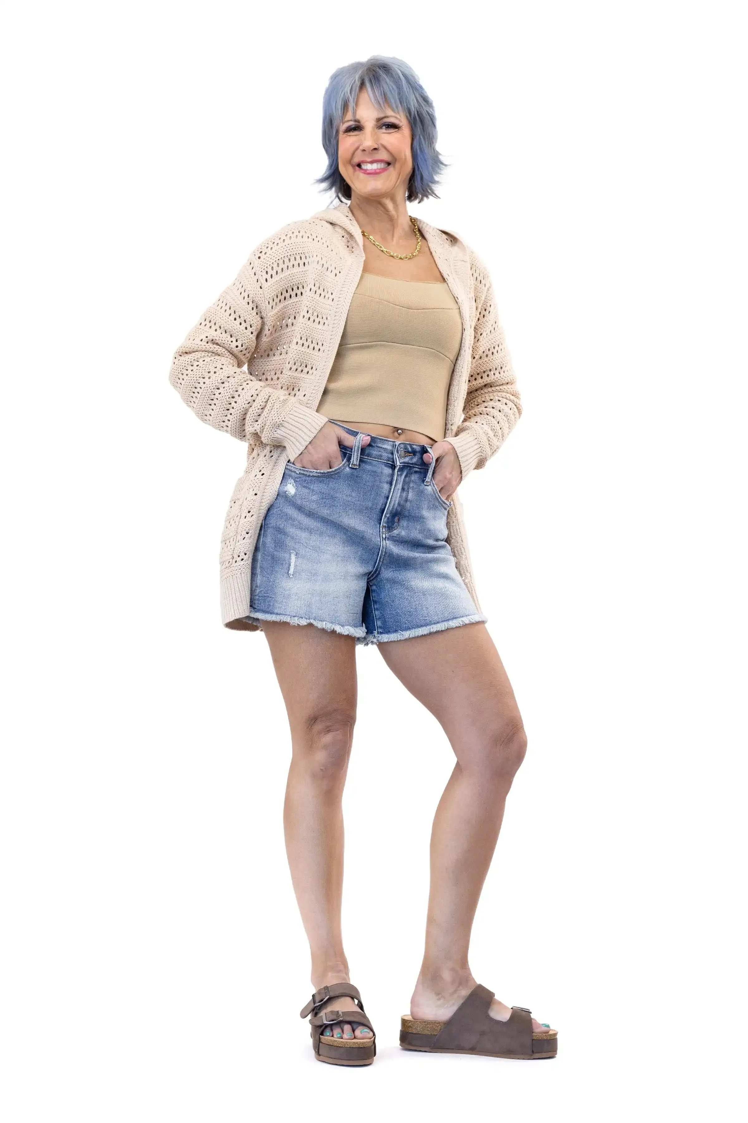 Judy Blue Workin 9-5 Damen High-Rise Denim Shorts