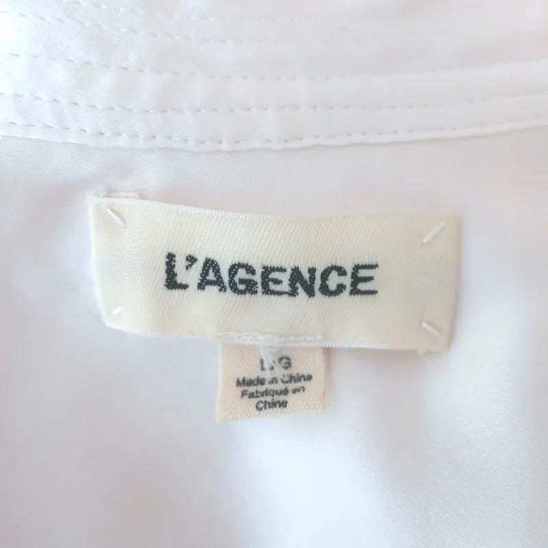 L'Agence Bianca Bluse Cremefarbene Seiden Charmeuse Größe Langarm Oberteil