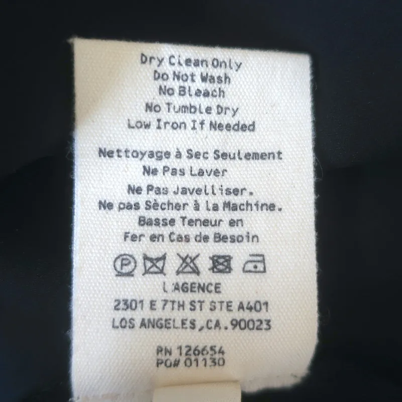 L'Agence Desa Pussy Bow Bluse Schwarz Seide Größe Small Rüschenärmeliges Oberteil
