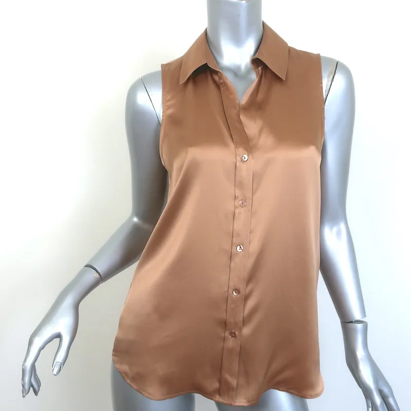 L'Agence Emmy Ärmellose Bluse mit Knöpfen Macaroon Satin Größe Extra Small NEU
