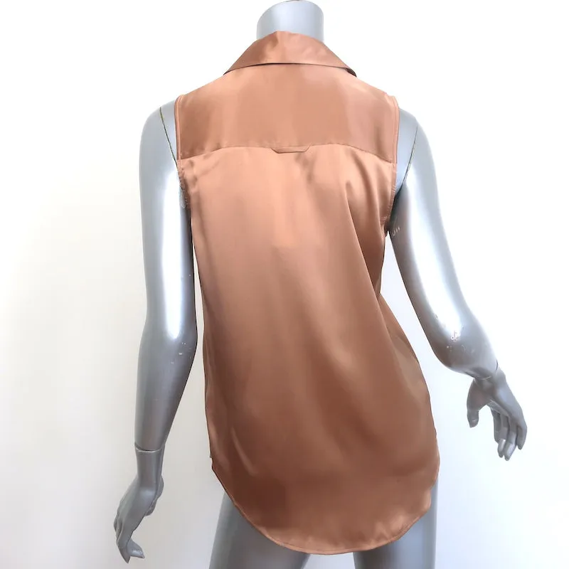 L'Agence Emmy Ärmellose Bluse mit Knöpfen Macaroon Satin Größe Extra Small NEU