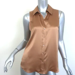 L'Agence Emmy Ärmellose Bluse mit Knöpfen Macaroon Satin Größe Extra Small NEU