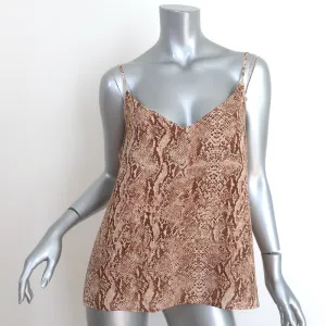 L'Agence Jane Cami Braune Schlangenprint Seide Größe Large V-Ausschnitt Tanktop NEU