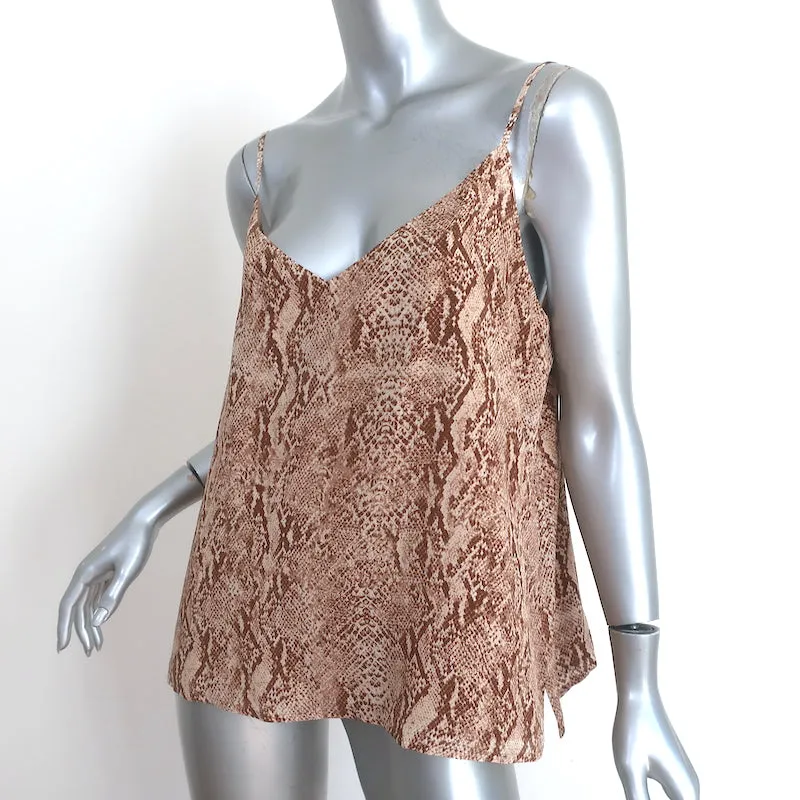 L'Agence Jane Cami Braune Schlangenprint Seide Größe Large V-Ausschnitt Tanktop NEU