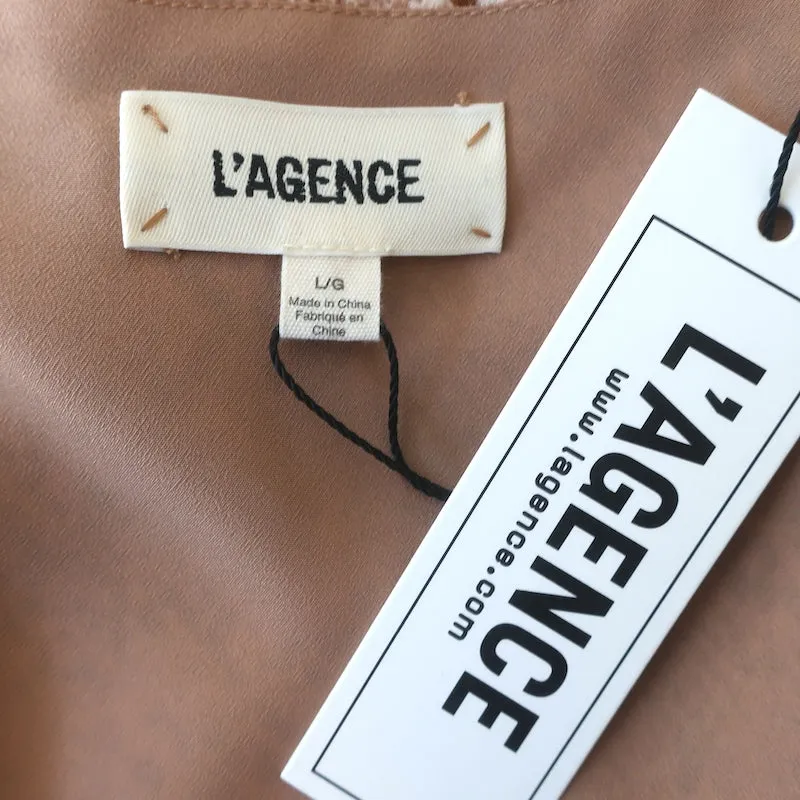 L'Agence Jane Cami Braune Schlangenprint Seide Größe Large V-Ausschnitt Tanktop NEU
