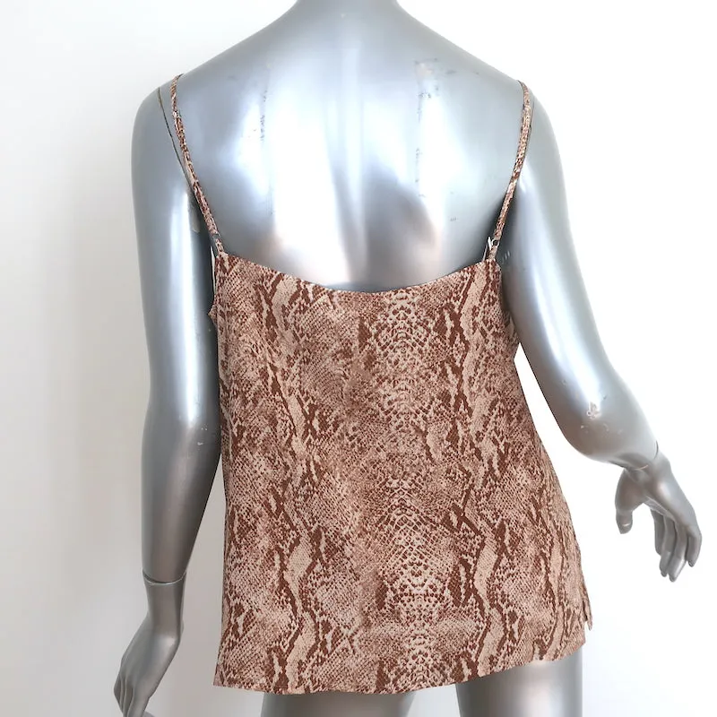 L'Agence Jane Cami Braune Schlangenprint Seide Größe Large V-Ausschnitt Tanktop NEU