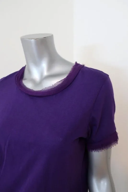 Lanvin T-Shirt aus lila Chiffon-verziertem Jersey in Größe Small mit kurzen Ärmeln