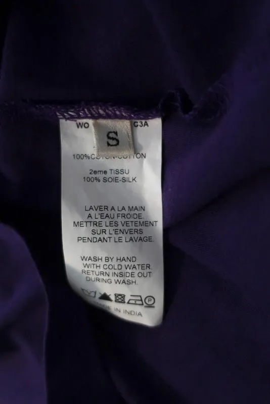 Lanvin T-Shirt aus lila Chiffon-verziertem Jersey in Größe Small mit kurzen Ärmeln