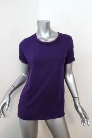 Lanvin T-Shirt aus lila Chiffon-verziertem Jersey in Größe Small mit kurzen Ärmeln