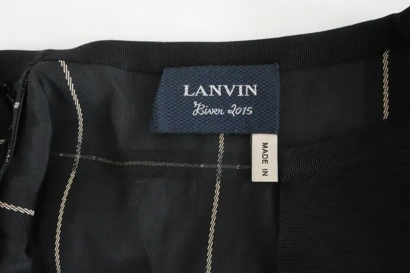 Lanvin Top Schwarz Karo Viskose-Mix Größe 38 Ärmellose Bluse