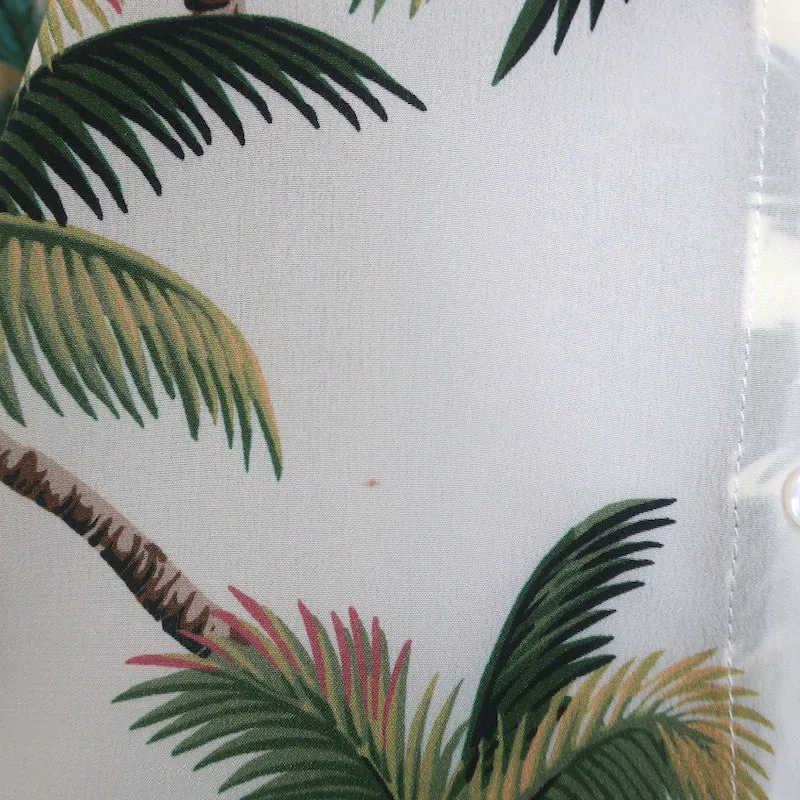 Le Superbe Club Tropicana Kristall-Detail Shirt Palmenmuster Seide Größe 0