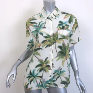 Le Superbe Club Tropicana Kristall-Detail Shirt Palmenmuster Seide Größe 0