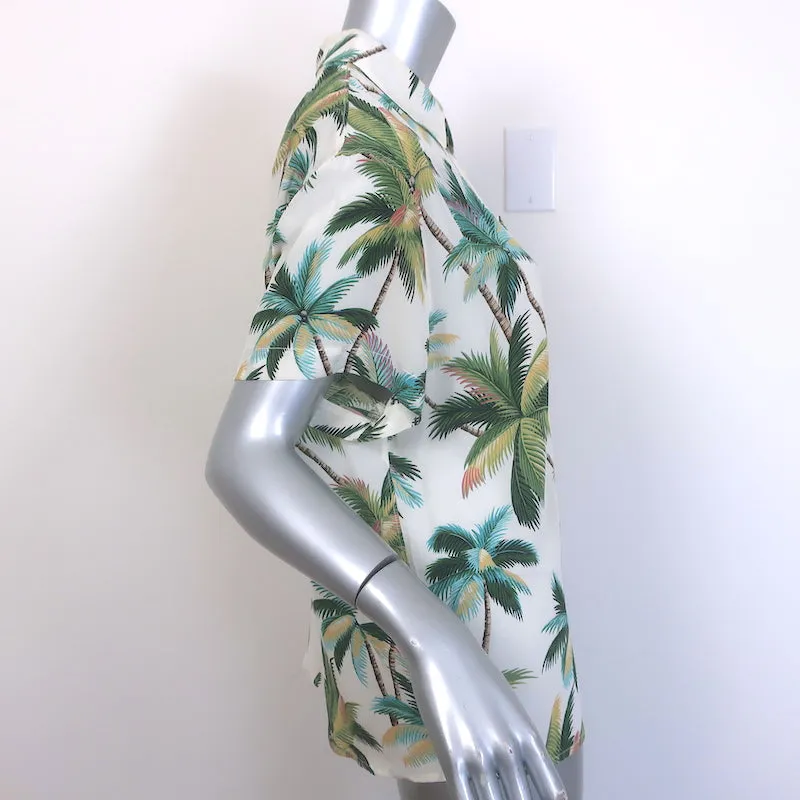 Le Superbe Club Tropicana Kristall-Detail Shirt Palmenmuster Seide Größe 0