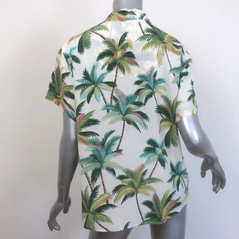 Le Superbe Club Tropicana Kristall-Detail Shirt Palmenmuster Seide Größe 0