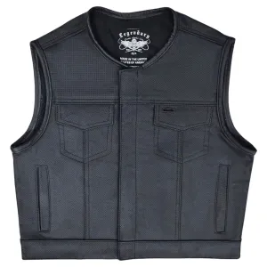 Legendärer 'Lowlife Perforated' Leder-Cropped-Passform-Clubstyle-Motorradweste