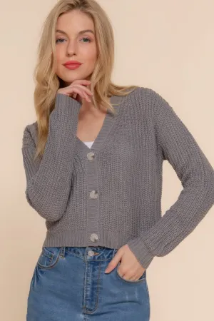 Langer V-Ausschnitt Strickcardigan