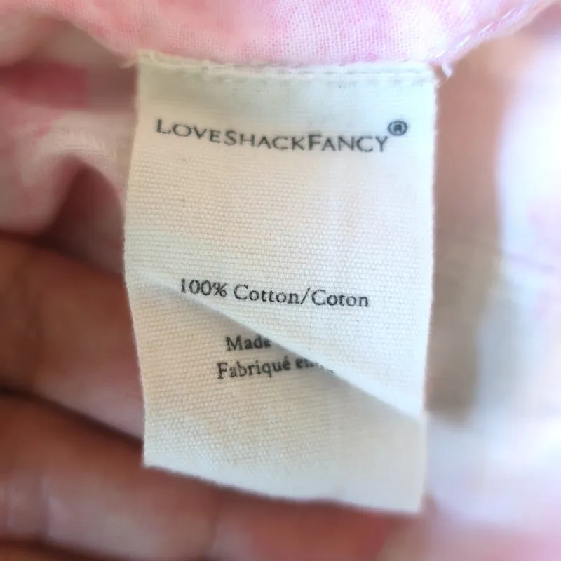 LoveShackFancy Spitzenbesetztes Top Broadway Weiß/Rosa Blumenmuster Baumwolle Größe S