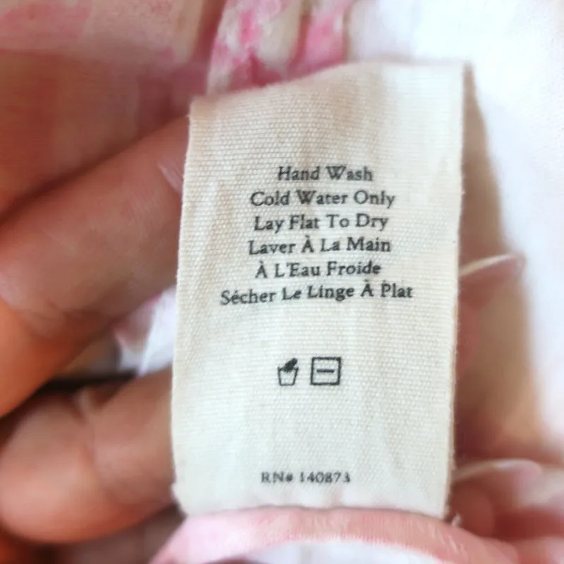 LoveShackFancy Spitzenbesetztes Top Broadway Weiß/Rosa Blumenmuster Baumwolle Größe S