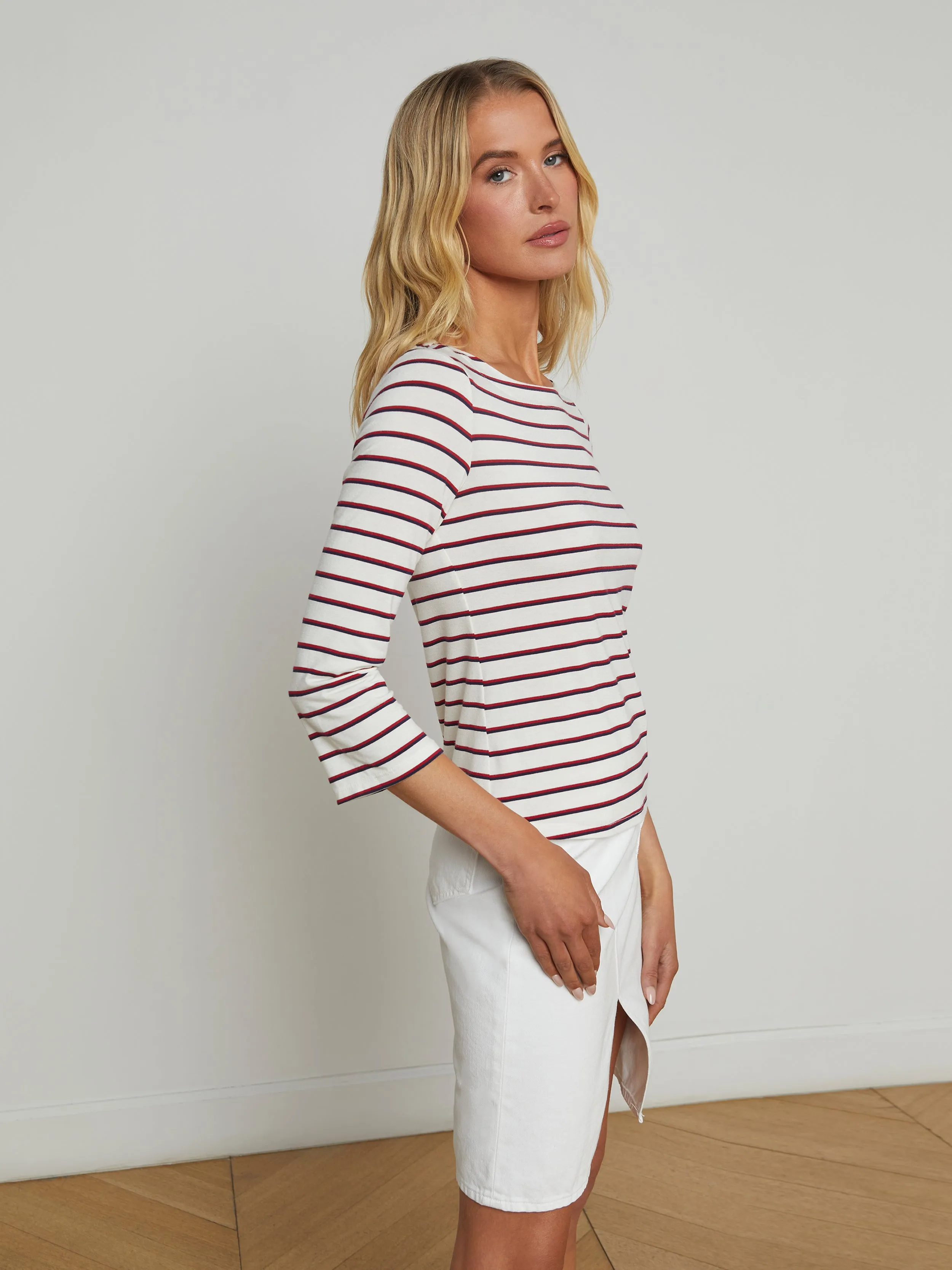 Lucille Gestreiftes Bootshals-Top