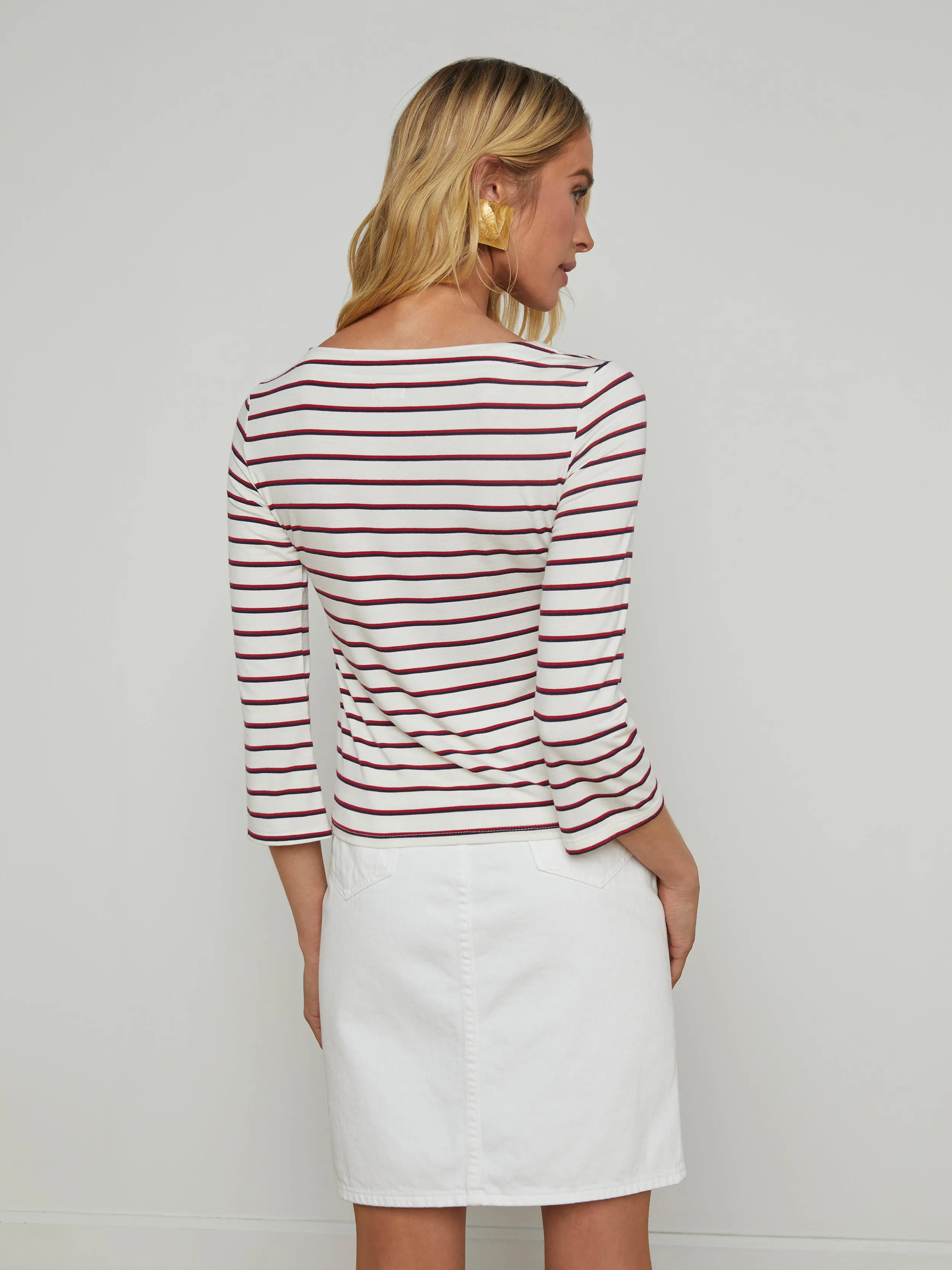 Lucille Gestreiftes Bootshals-Top