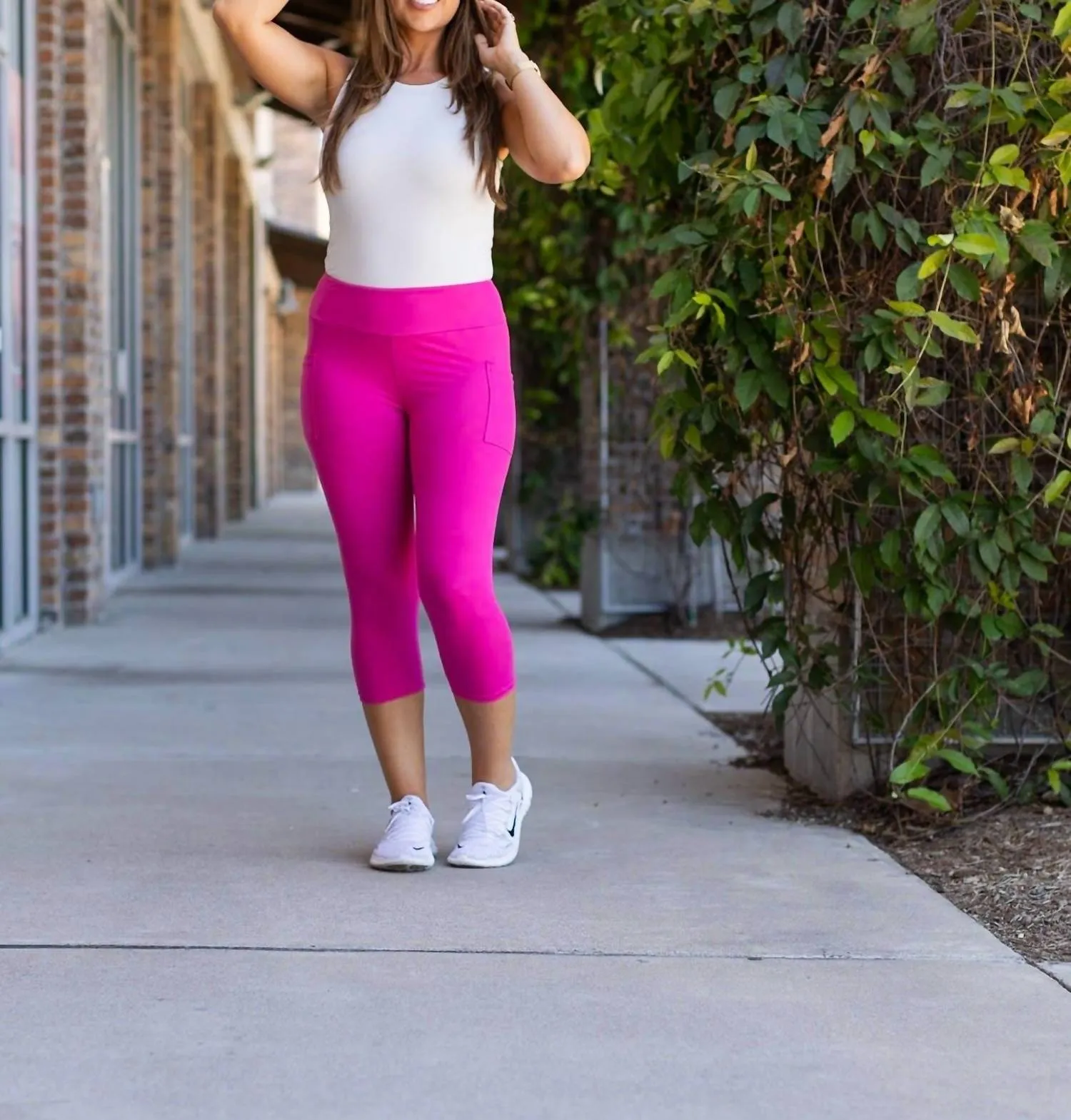 Luxe Capri-Leggings in Knallrosa
