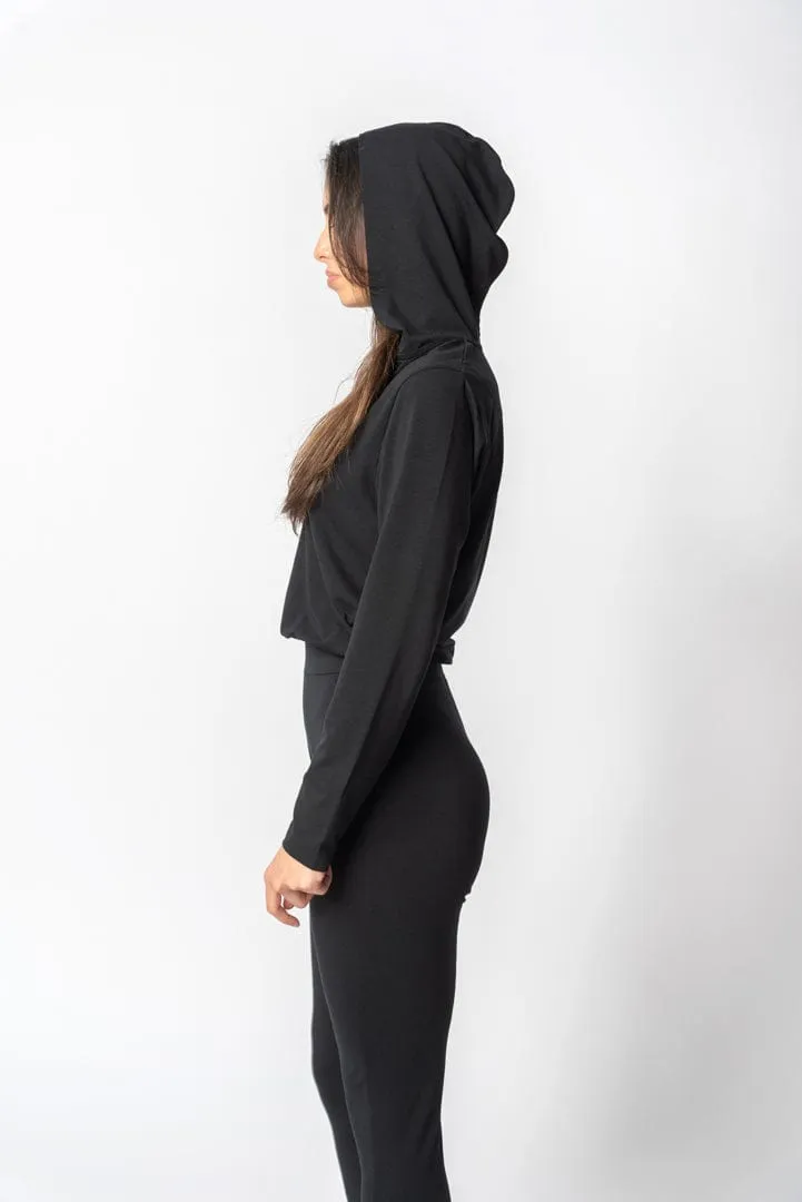 Lyocell Kapuzen-Overall | Schwarz