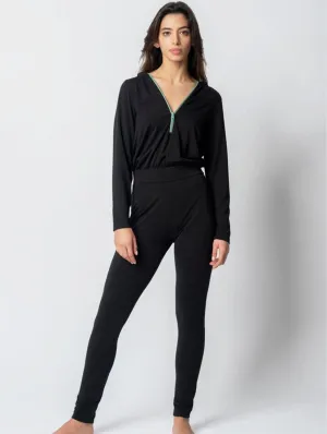 Lyocell Kapuzen-Overall | Schwarz