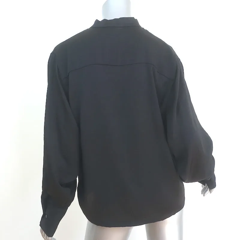 Maje Loiso Bluse mit Krawattenverschluss Schwarz Satin Crepe Größe 1 Langarm Top