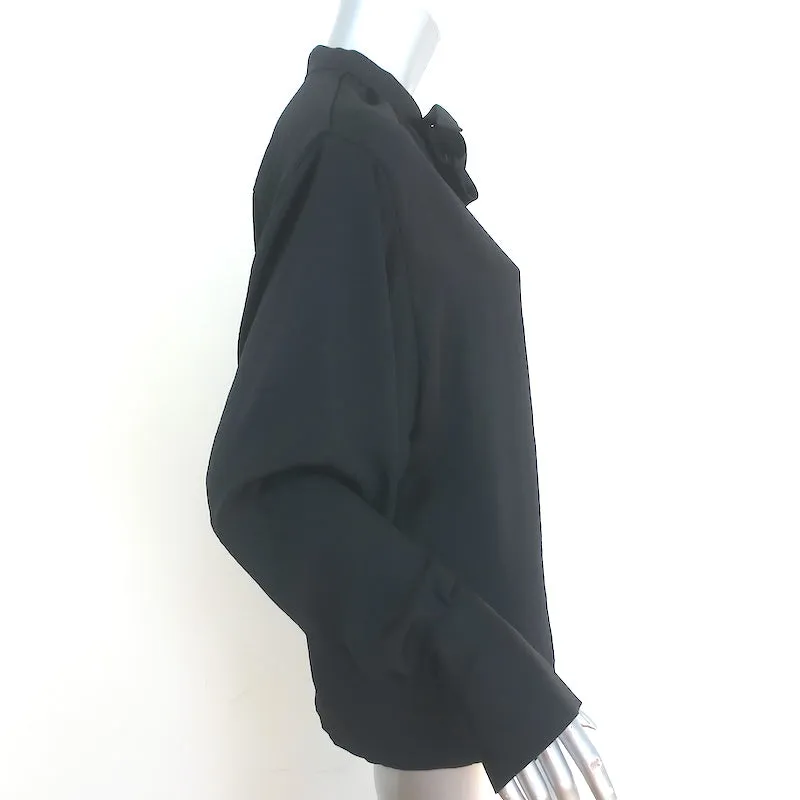 Maje Loiso Bluse mit Krawattenverschluss Schwarz Satin Crepe Größe 1 Langarm Top