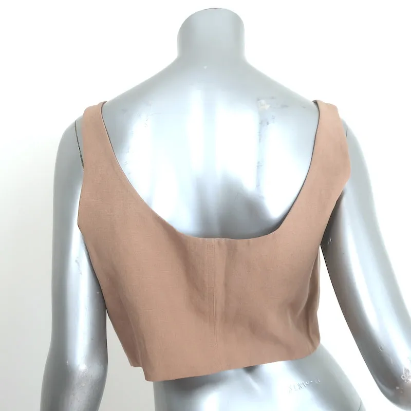 Mara Hoffman Aisha Cropped Top Beige Tencel-Leinen Größe 10