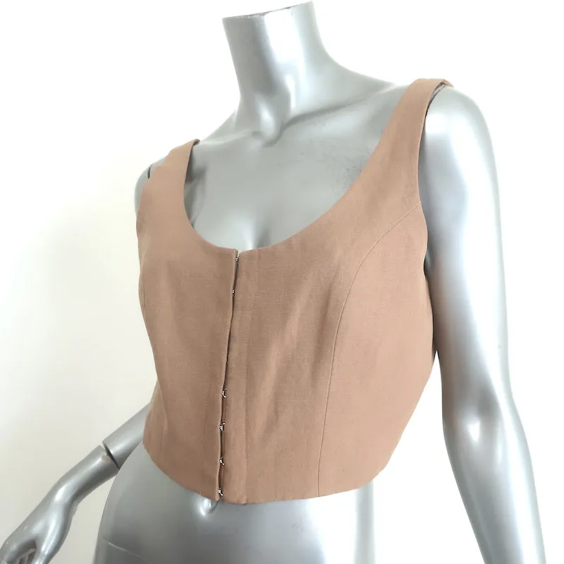 Mara Hoffman Aisha Cropped Top Beige Tencel-Leinen Größe 10