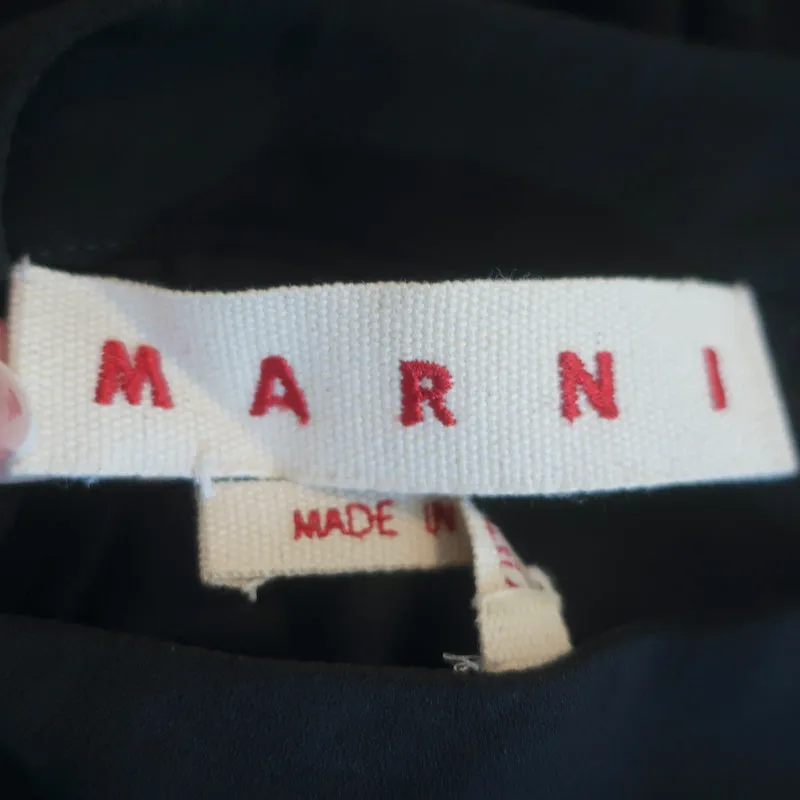 Marni Tunika mit Kristallverzierungen Schwarz Krepp Größe 42 Langarmbluse