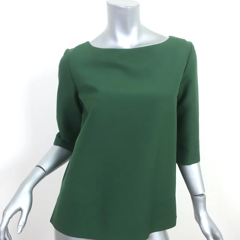 Manni Bluse mit Plisseerücken Grün Baumwolle Größe 40 Halbärmlig