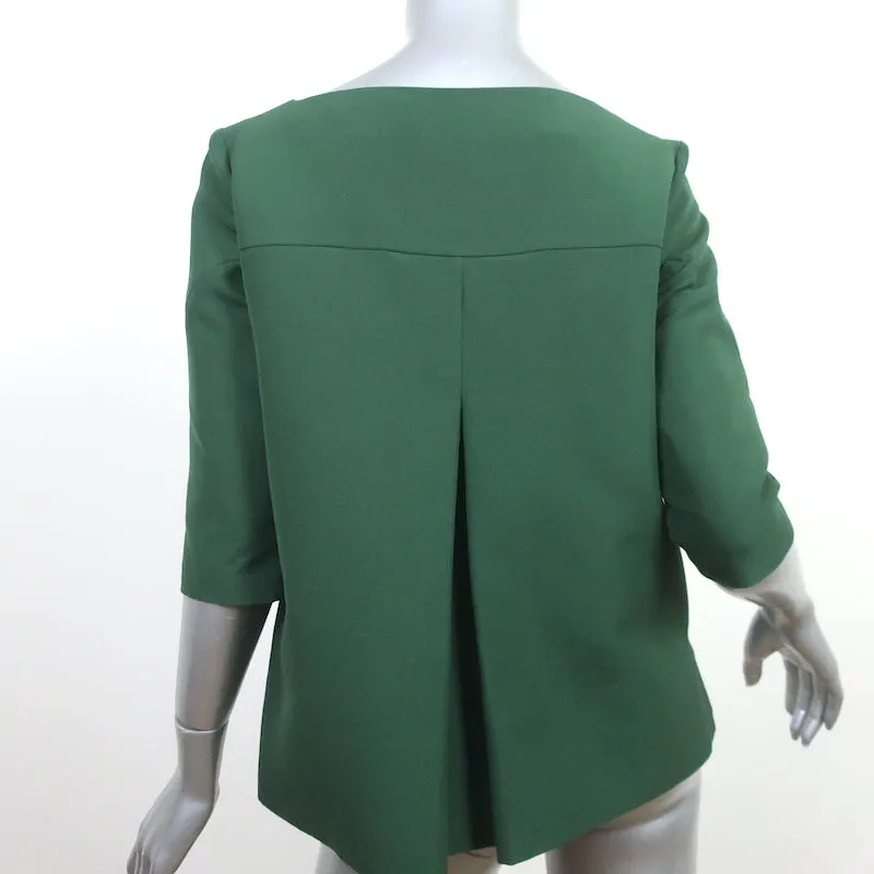 Manni Bluse mit Plisseerücken Grün Baumwolle Größe 40 Halbärmlig