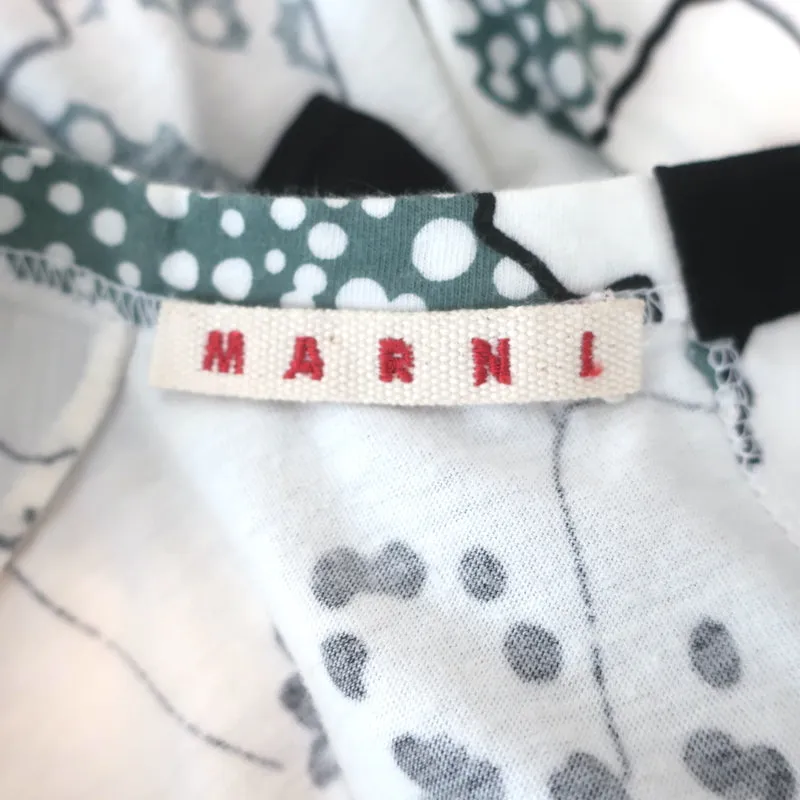 Manni Tie-Back T-Shirt Weiß mit Kaktus-Print aus Baumwoll-Jersey Größe 42 Kurzarmtop